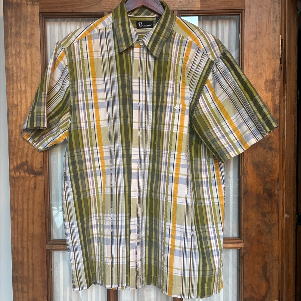 Roma Men's Green and Yellow Plaid Casual Shirt